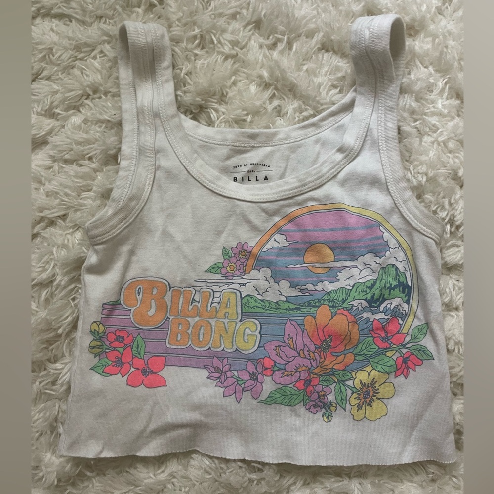 Billabong Women’s White Floral Graphic Tank Top